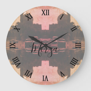 Vintage Iraq Baghdad mosque taxis Large Clock