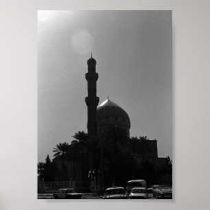 Vintage Iraq Baghdad mosque taxis Poster