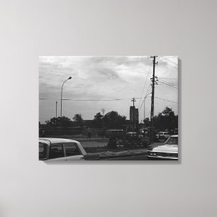 Vintage Iraq Baghdad street taxis Canvas Print