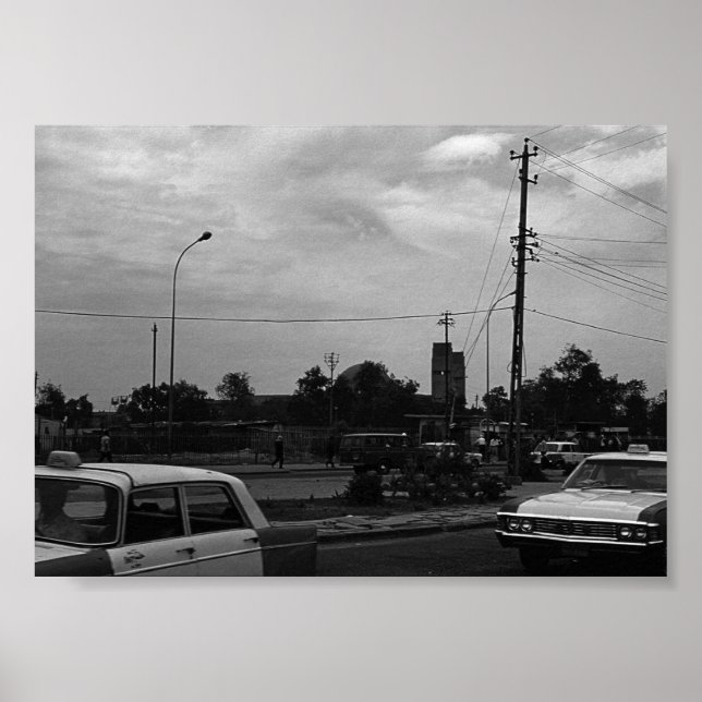 Vintage Iraq Baghdad street taxis Poster (Front)
