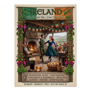 Vintage Ireland Emerald Isle Poster - Irish Dance