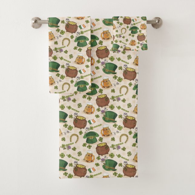 Vintage Ireland Icon Pattern Bath Towel Set (Insitu)