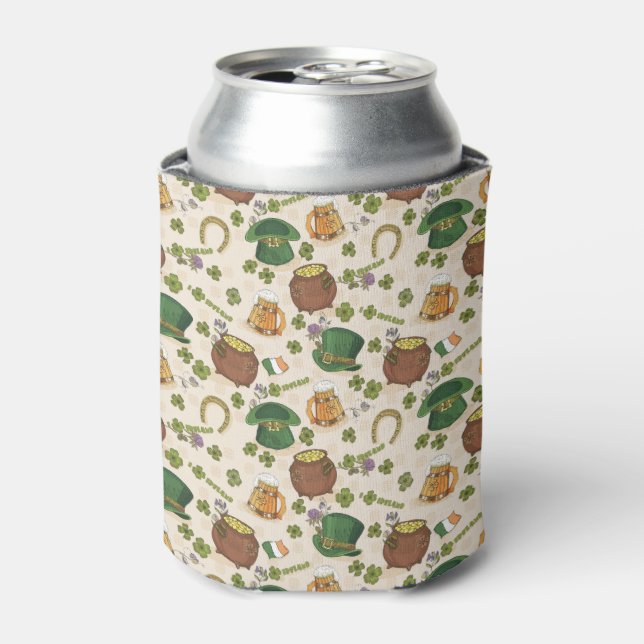 Vintage Ireland Icon Pattern Can Cooler (Can Front)