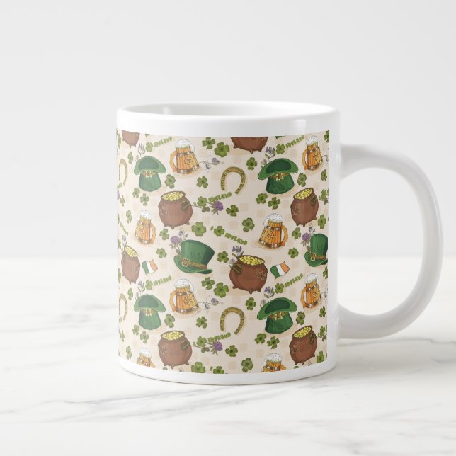 Vintage Ireland Icon Pattern Large Coffee Mug (Right)