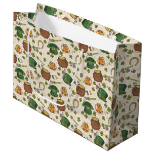 Vintage Ireland Icon Pattern Large Gift Bag