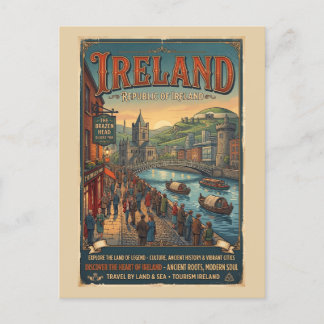 Vintage Ireland Travel Poster Postcard