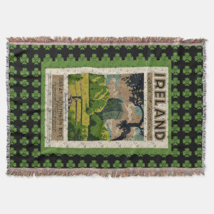Vintage Ireland Travel Poster Throw Blanket