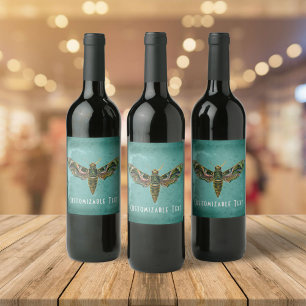 Vintage Iridescent Moth Customisable Wine Label