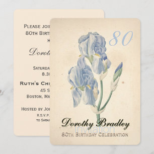 Vintage Iris 80th Birthday Celebration Invitation