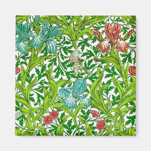 Vintage Iris Bird Floral Pattern William Morris Magnet
