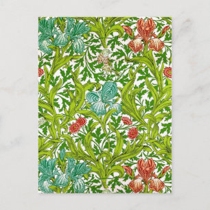 Vintage Iris Bird Floral Pattern William Morris Postcard