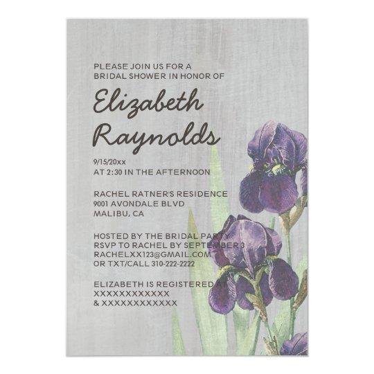 Vintage Iris Bridal Shower Invitations