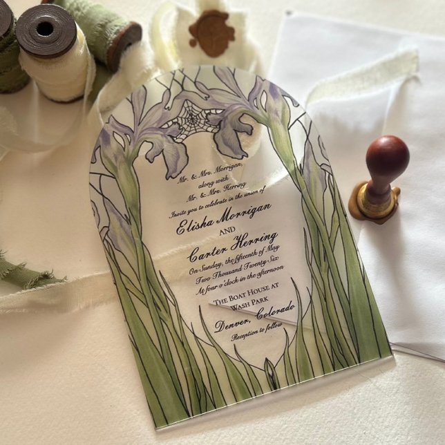 Vintage Iris Stained Glass Effect Wedding  Acrylic Invitations (Creator Uploaded)