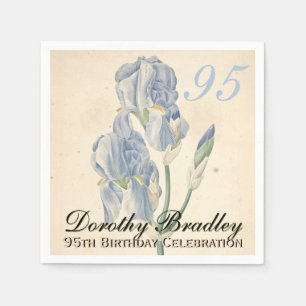 Vintage Irises 95th Birthday Party Paper Napkins