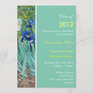 Vintage Irises garden flowers graduation party Invitation