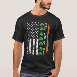 Vintage Irish American Flag One Lucky Dad St. Patr T-Shirt