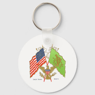 Vintage Irish American Flags Key Ring