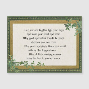 Vintage Irish Blessing & Clover in Ornate Frame