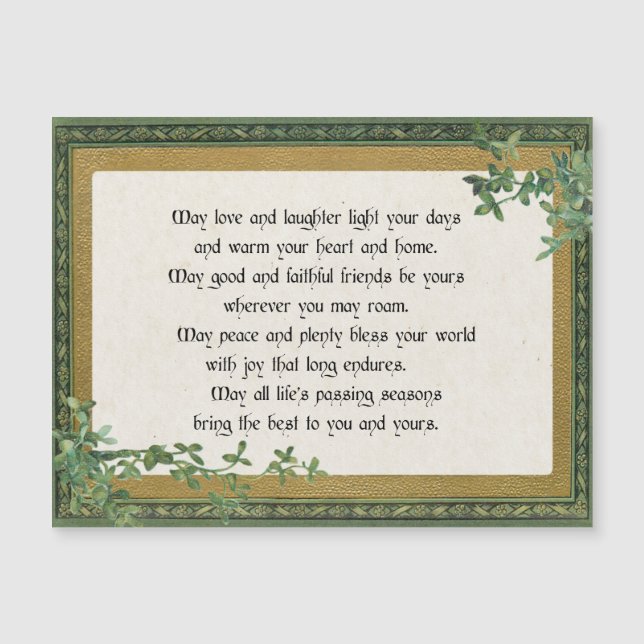 Vintage Irish Blessing & Clover in Ornate Frame (Front)