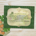 Vintage Irish Blessing Postcard<br><div class="desc">Traditional Irish blessing in Celtic style text font on a parchment label with softly opaque image of the Irish countryside on green argyle background.</div>