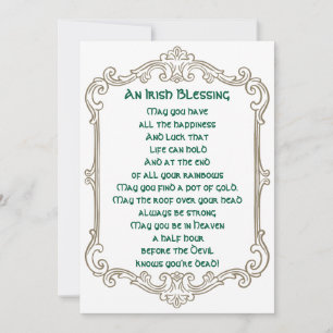 Vintage Irish Blessing St. Patrick’s Day Greeting Holiday Card