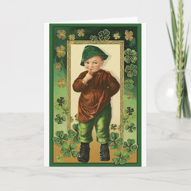 Vintage Irish Boy St. Patrick's Day Card (Front)