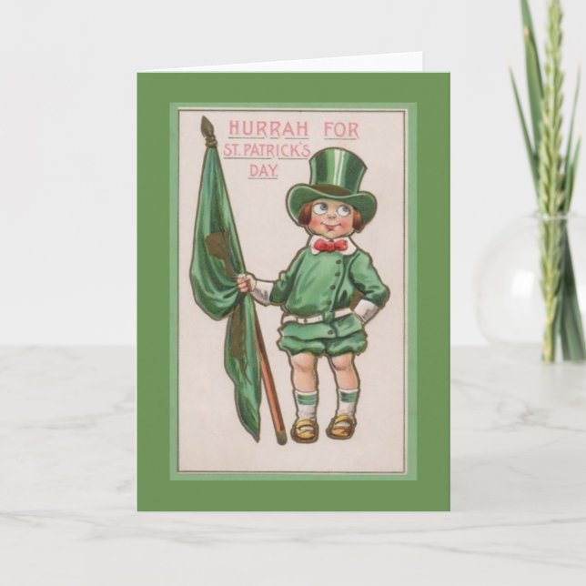 Vintage Irish Boy St. Patrick's Day Greeting Card (Front)