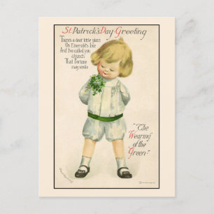 Vintage Irish Boy St. Patrick's Day Holiday Postcard