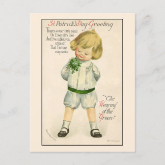Vintage Irish Boy St. Patrick's Day Holiday Postcard