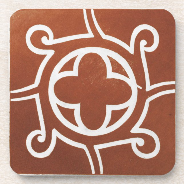 Vintage Irish Celtic Art Design Red Coaster (Front)