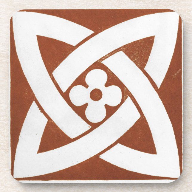Vintage Irish Celtic Art Design Red Coaster (Front)