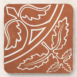 Vintage Irish Celtic Art Design Red Leaf Coaster