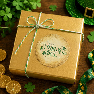 Vintage Irish charm Happy St. Patrick's Day Classic Round Sticker