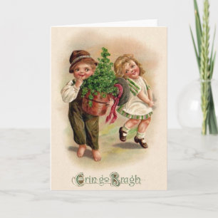 Vintage Irish Children Erin go Bragh St. Patrick's Card
