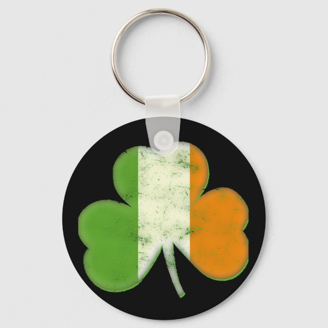 Vintage Irish Flag Shamrock Key Ring (Front)