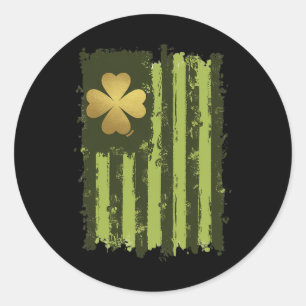 Vintage Irish Flag With Shamrock Design St Patrick Classic Round Sticker