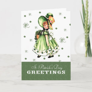 Vintage Irish Girl St. Patrick's Day Greeting Card