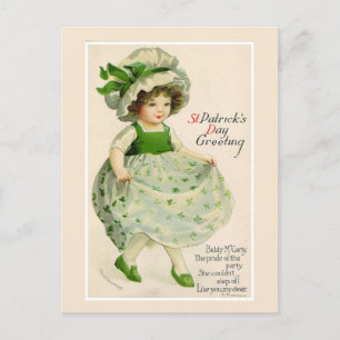Vintage Irish Girl St. Patrick's Day Holiday Postcard