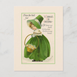 Vintage Irish Girl St. Patrick's Day Holiday Postcard