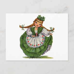 Vintage Irish Girl Traditional Dress Postcard