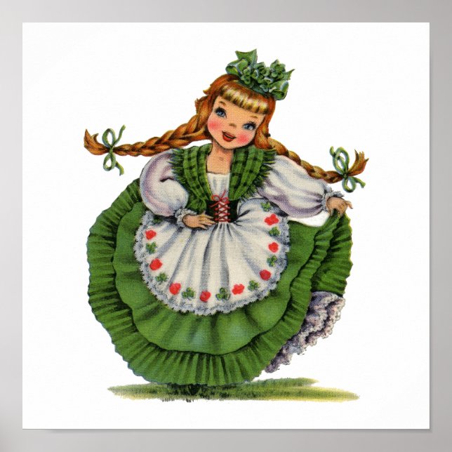 Vintage Irish Girl Traditional Dress Poster (Front)