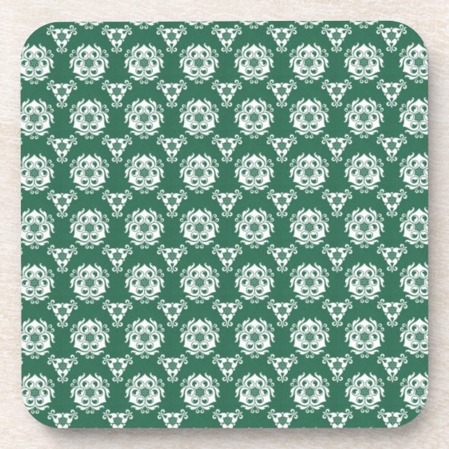 Vintage Irish Green Baroque Wallpaper Coaster (Front)