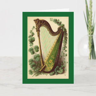Vintage Irish Harp Greeting Card