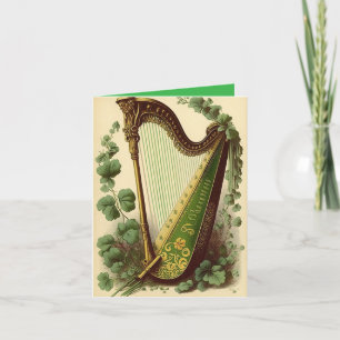 Vintage Irish Harp Holiday Card
