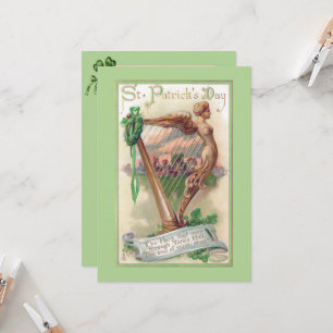 Vintage Irish Harp St. Patrick's Day Card