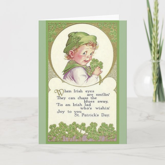 Vintage Irish Lad St. Patrick's Day Card (Front)