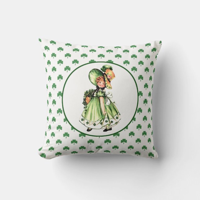 Vintage Irish Little Girl Gift Cushion (Front)