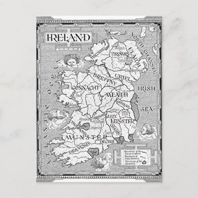 Vintage Irish Map Postcard (Front)