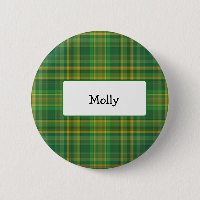 Vintage Irish plaid personlized button (Front)