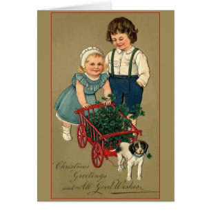 Vintage Irish Shamrocks Christmas Greeting Card